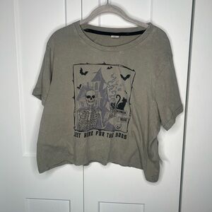 La Luna NWT Halloween Graphic "Just Here for the Boos" Crop T-Shirt Women’s XL